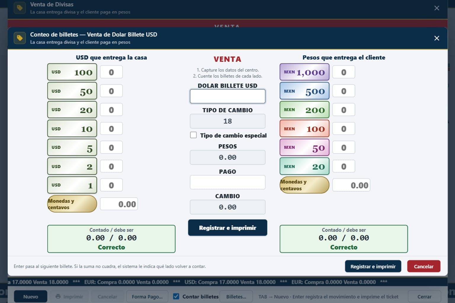 Vista previa de MONEYCHANGE — Sistema para casas de cambio