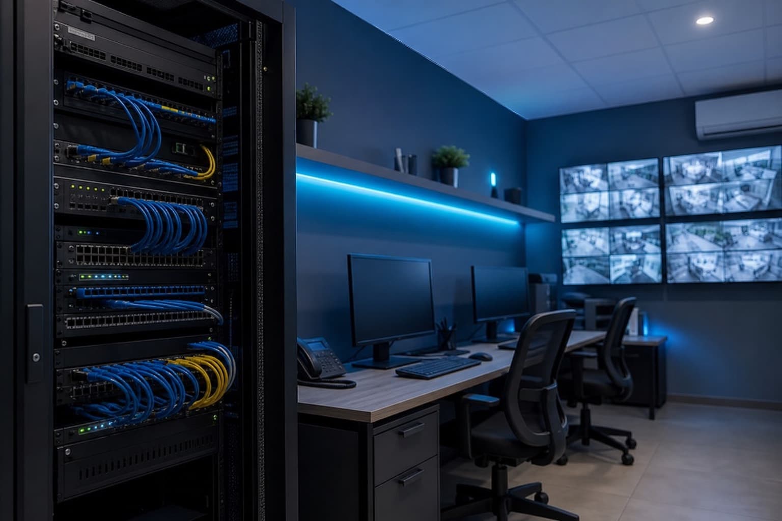 Infraestructura IT empresarial: redes, monitores y operación