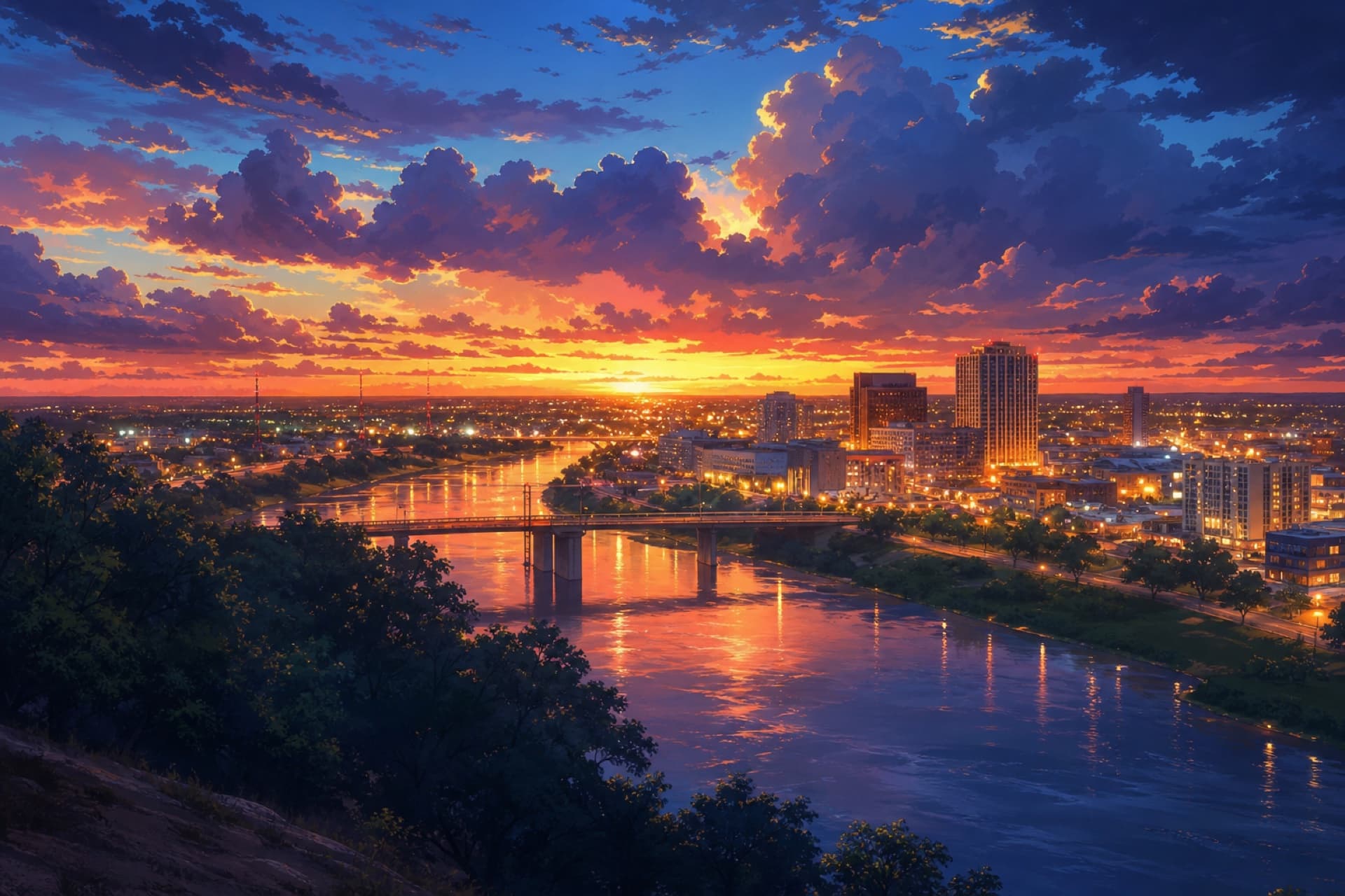 Atardecer artístico en la frontera Nuevo Laredo–Laredo