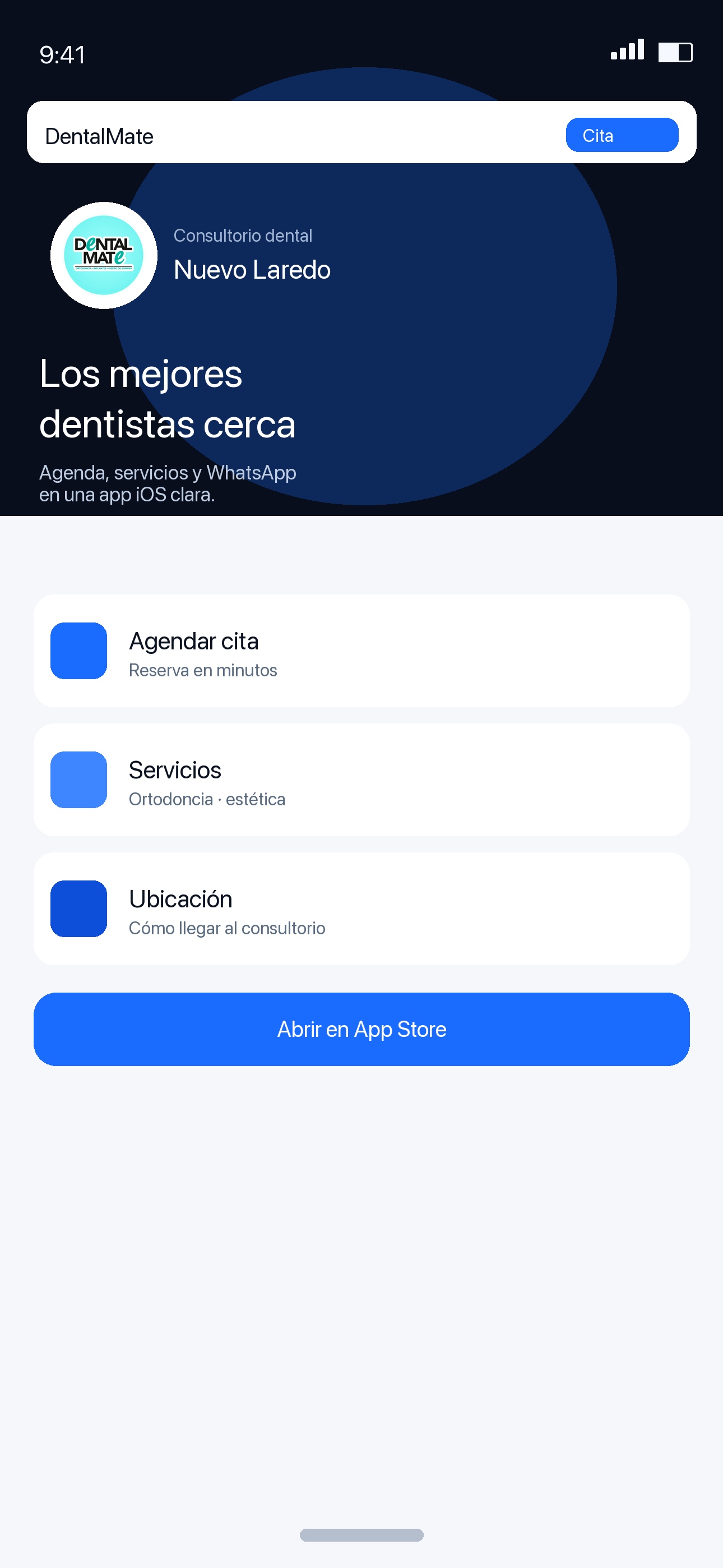 DentalMate en iPhone